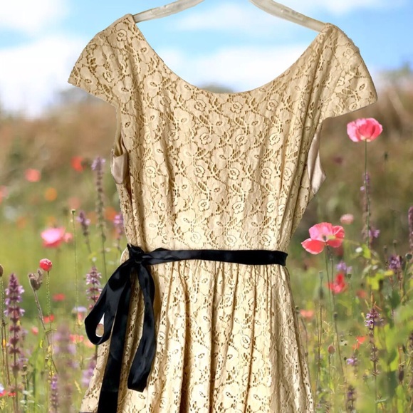 pompous girly Dresses & Skirts - Retro 🦋 Cream Lace Dress